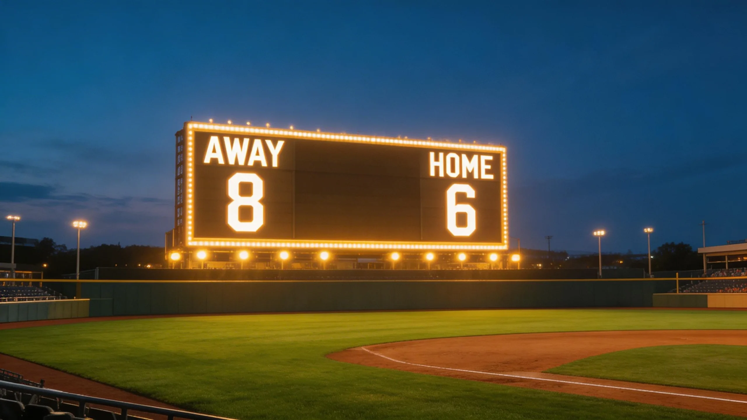 MLB run line betting - baseball scoreboard showing a two-run margin in a stadium