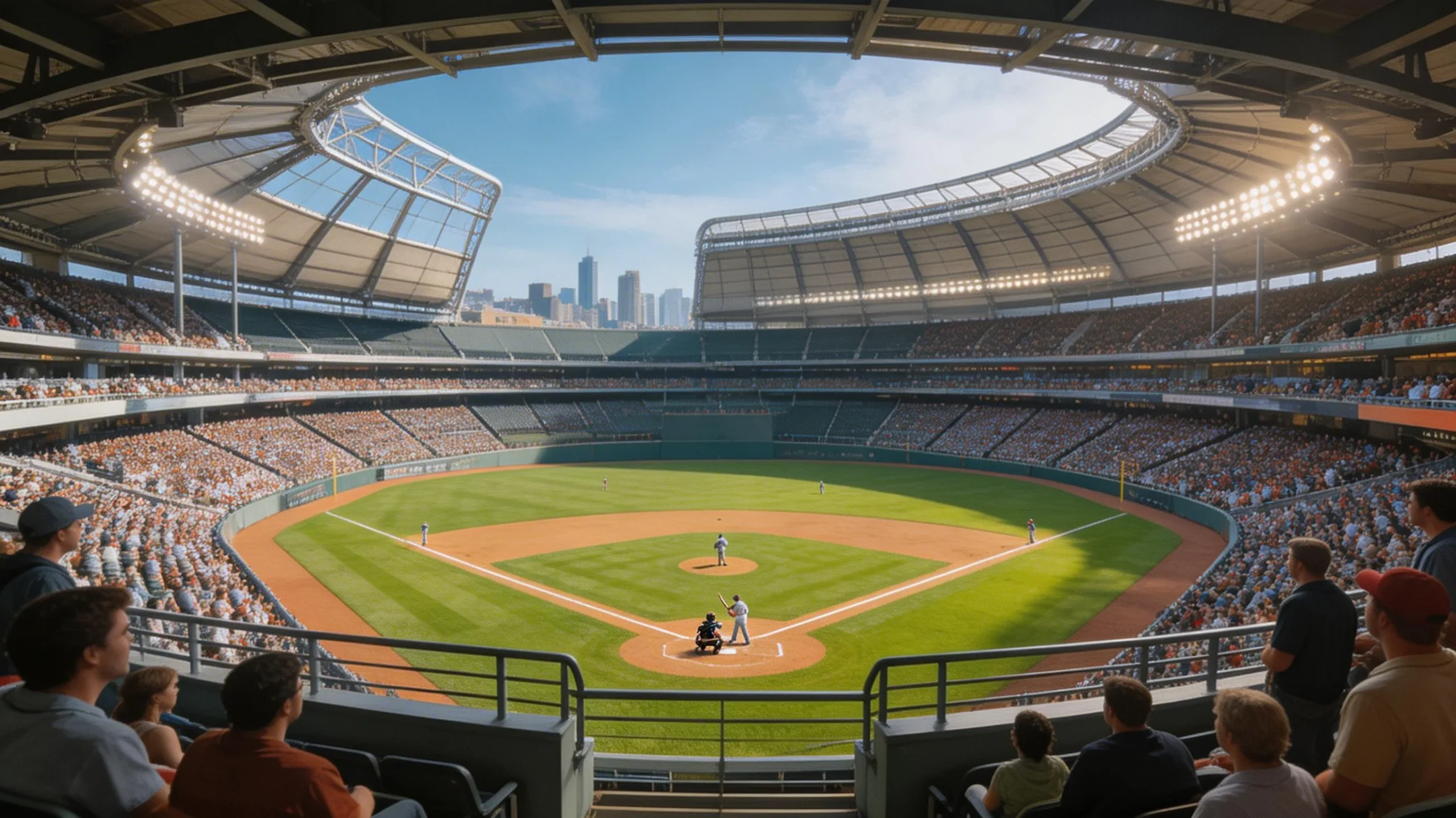 Baseball game in progress at a domed stadium representing Toronto Blue Jays home games